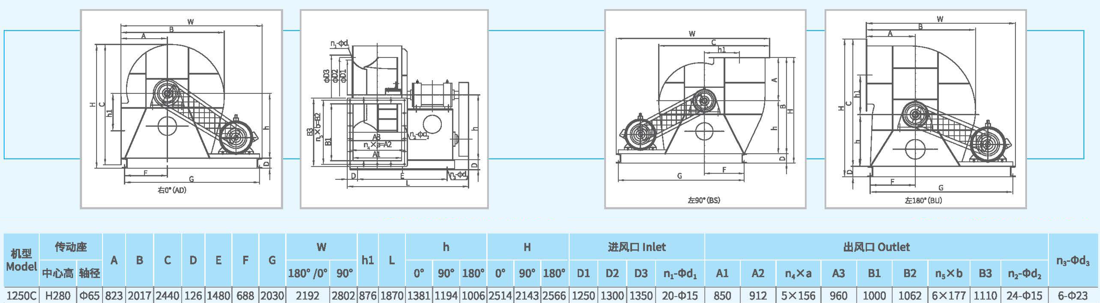 XFB1250不銹鋼離心風(fēng)機(jī)尺寸 XFB1250不銹鋼離心風(fēng)機(jī)尺寸